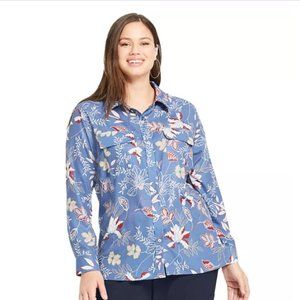 Plus Size East Adeline by Dia & Co Printed Button-Down Blouse